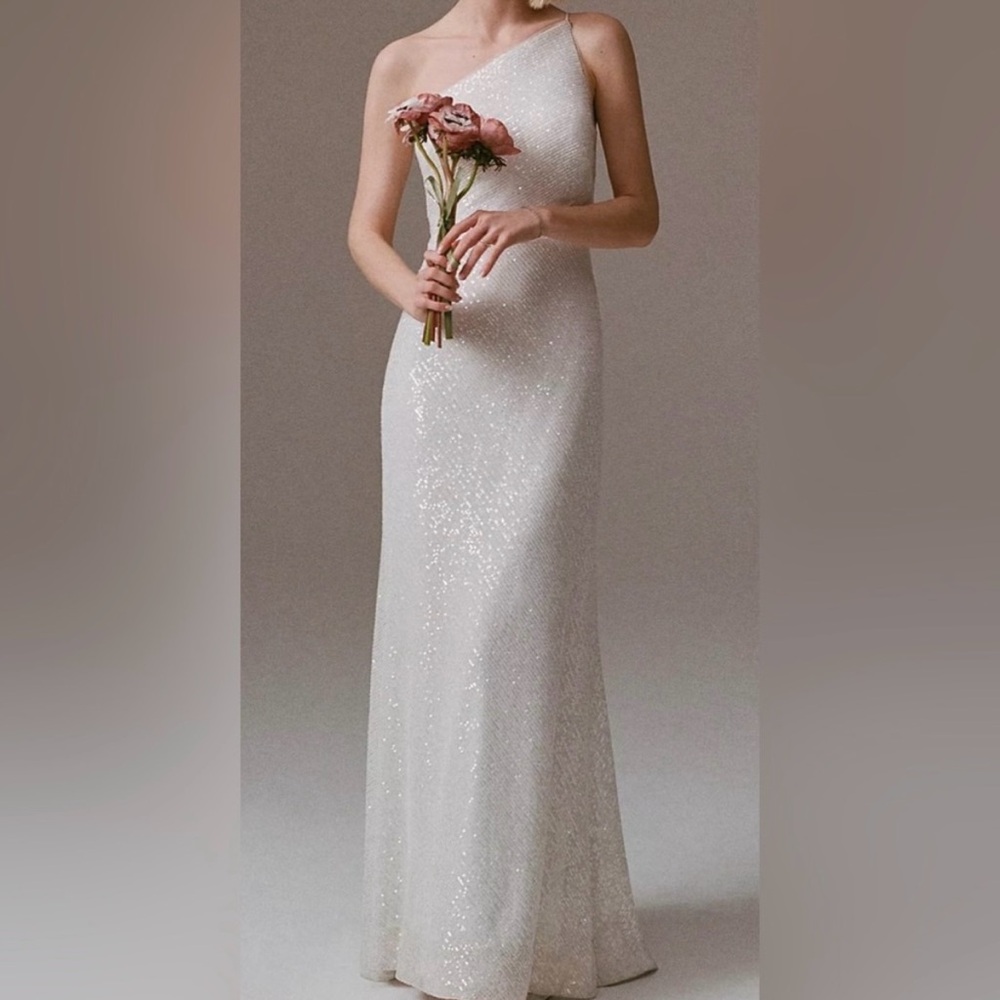 BHLDN Elegant White One-Shoulder Dress Jenny Yoo Collection